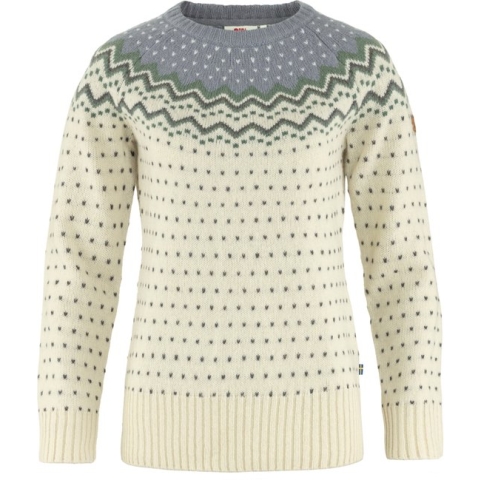 Fjallraven Ovik Knit Sweater Women - Outdoortrui - Dames - Wit/Grijs/Groen - Maat S