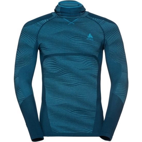 Odlo - SUW Top + facemask poseidon-blue jewel - S