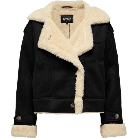 Only Jas Onlylva Faux Suede Bonded Jacket Cc 15293012 Black/white Tedd Dames Maat - M