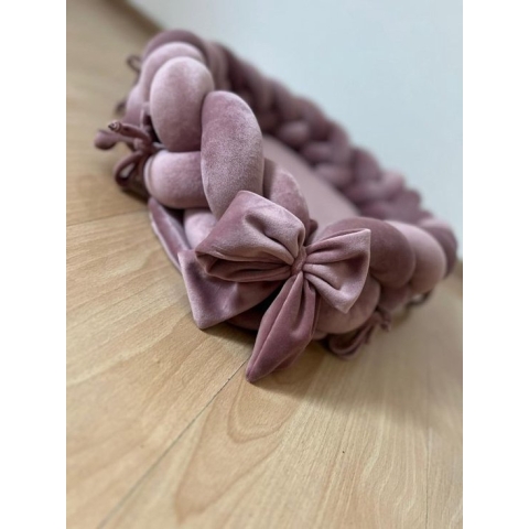 Lavi Kids gevlochten Oud roze velvet babynestje
