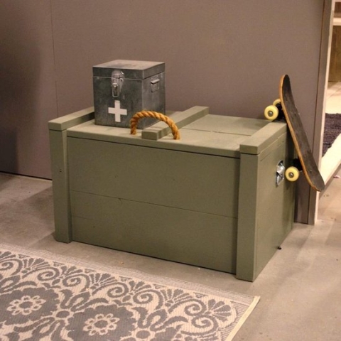 Speelgoedkist  Army Green - Legerkist - Opbergkist - Dekenkist - Speelgoedkist