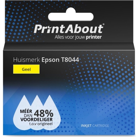 PrintAbout huismerk Inktcartridge T8044 Geel geschikt voor Epson