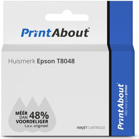 PrintAbout huismerk Inktcartridge T8048 Mat-zwart geschikt voor Epson