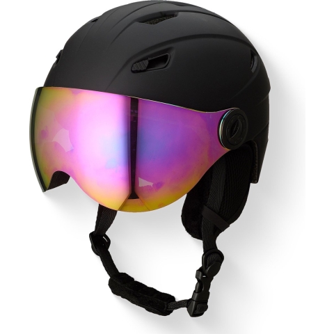 GOOFF Speed skihelm 3-in-1 met oorstukken en olievizier & geïntegreerde skibril - matzwart maat M - 14 ventilatieopeningen, 2 afsluitbaar - extra zachte afwerking - voor mannen en vrouwen