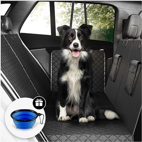 Hondendeken Auto Beschermdeken Achterbank Kofferbak met Transportzakken - Hond Bescherming Autostoel Tegen Vervuiling Kofferbakbeschermer Hoge Zijkanten, Hondenkleed Zacht Antislip Waterdicht Wasbaar (Achterbank)