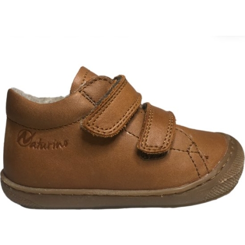 Naturino Cocoon Wool -Mt 22 - velcro's bumper warme effen lederen sneakers - cognac
