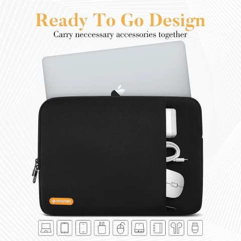 Laptophoes, 14 inch Laptop Sleeve Case, TSA Laptoptas met Accessoirevak, 4-Laags Bescherming, Waterbestendig, PC Computer Draagtas Compatibel met MacBook HP Dell Lenovo Notebook