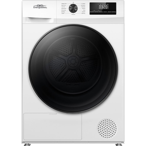 Everglades EVHP9055W Zeer Zuinige Warmtepompdroger - Helder Wit - 9KG - A+++ - Incl. Afvoerset - 5 Jaar Garantie