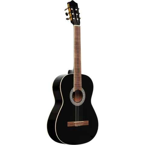 Stagg SCL60-BLK 4/4 zwarte klassieke gitaar met sparren bovenblad en degelijke afwerking