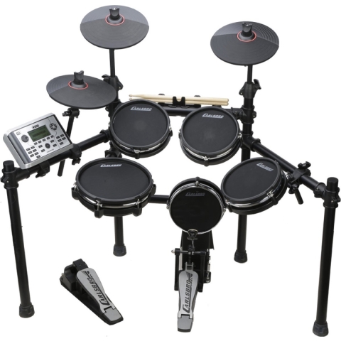 Carlsbro CSD401 Elektronische drumset met gaasvellen, vijfdelig, 2 bekkenpads, hihatpad en pedalen