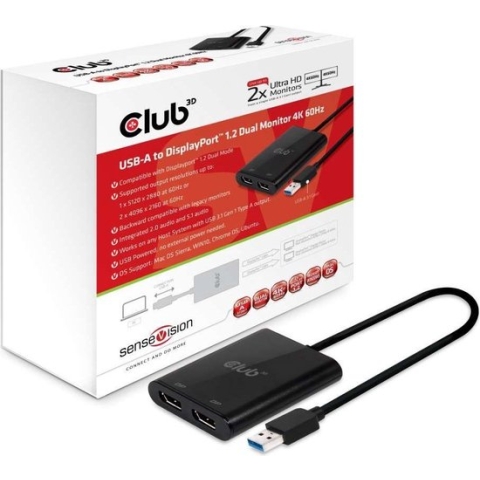 club3D CSV-1477 1 + 2 poorten USB 3.2 Gen 1-schakelaar (USB 3.0) 5120 x 2880 Pixel Zwart