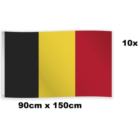 10x Vlag Belgie 90cm x 150cm - Landen België national EK WK voetbal hockey sport festival thema feest