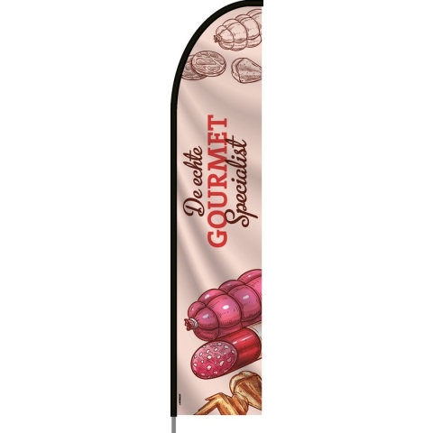 Beachflag - De Echte Gourmet Specialist - Vlag + Hengelsysteem + Draagtas - Actievlag.nl