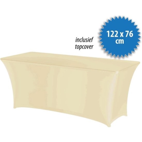 Cover Up Tafelrok Stretch - 122x76cm - Incl. Topcover - Cream