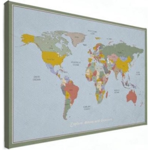 Wereldkaart Aardrijkskundig Explore Kleuren - Canvas 120x80
