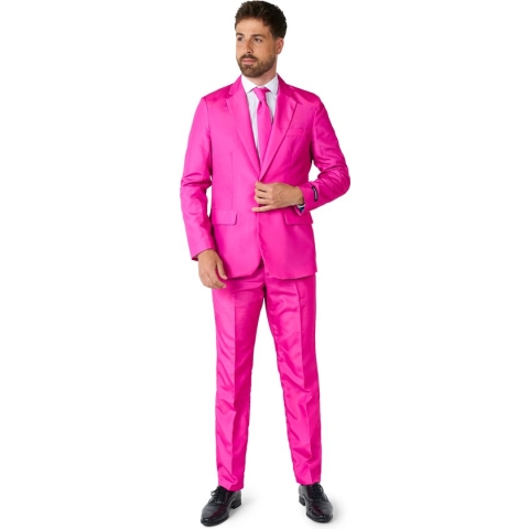 Suitmeister Pink - Heren Pak - Casual Effen Gekleurd - Roze - Maat M