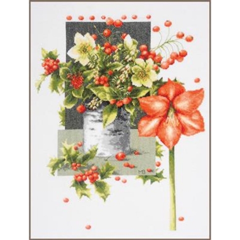 Borduurpakket Holly Jolly Amaryllis aida - Marjolein Bastin (Lanarte)