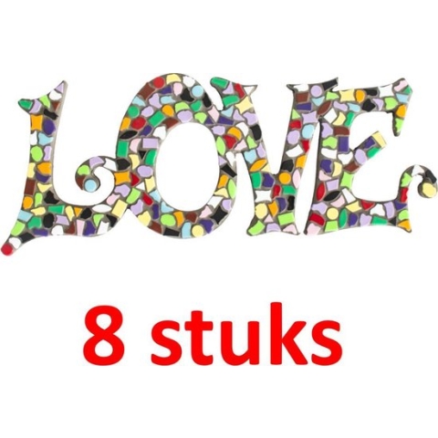 Kinderfeest pakket Mozaïek LOVE 8 stuks (mix 12 kleuren)