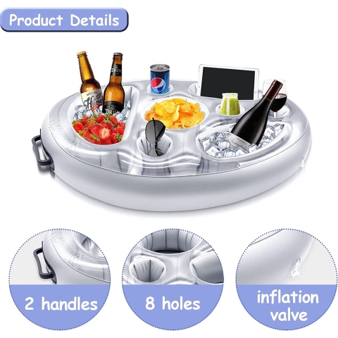 Opblaasbare bekerhouder, 8 gaten, drijfbaar, bekerhouder, fruitsalade, buffet, zwembad, accessoires voor volwassenen, voor zwembad, strand, party, plezier