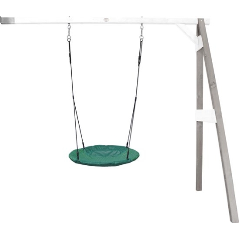 AXI Summer Nestschommel met frame van hout in Grijs/Wit - Aanbouwschommel - FSC hout - Schommel met muurbevestiging, 1 nest schommel en 2 grondankers - Schommelset voor kinderen - 10 jaar Garantie!