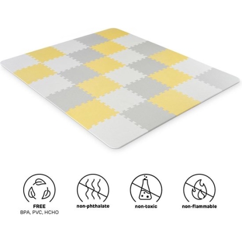Kinderkraft Luno - Speelkleed Puzzelmat - Geel Grijs