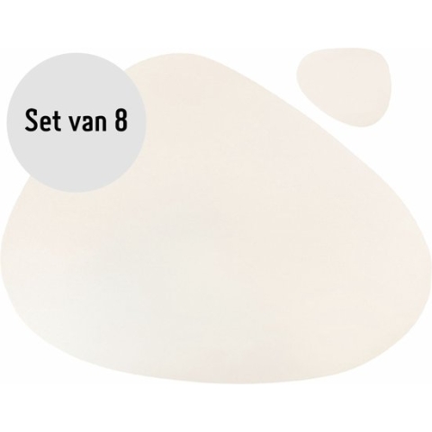 Krumble Placemat en onderzetter - 8 stuks - Design placemat set met onderzetter - Gebroken wit