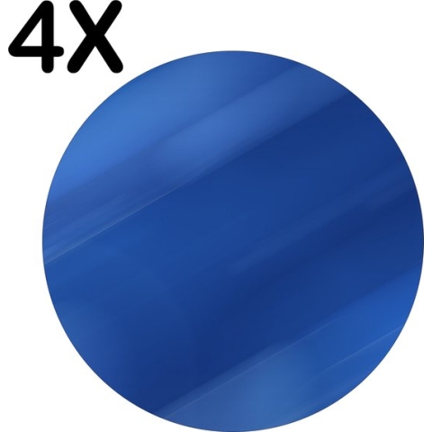 BWK Stevige Ronde Placemat - Abstracte Blauwe Vegen - Set van 4 Placemats - 50x50 cm - 1 mm dik Polystyreen - Afneembaar