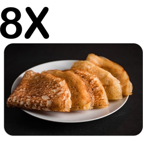 BWK Stevige Placemat - Traditionele Crepes met Donkere Achtergrond - Set van 8 Placemats - 45x30 cm - 1 mm dik Polystyreen - Afneembaar