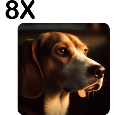 BWK Flexibele Placemat - Lieve Hond in de Auto - Set van 8 Placemats - 50x50 cm - PVC Doek - Afneembaar