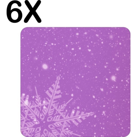 BWK Stevige Placemat - Paarse Winter Achtergrond - Kerst Sfeer - Set van 6 Placemats - 40x40 cm - 1 mm dik Polystyreen - Afneembaar
