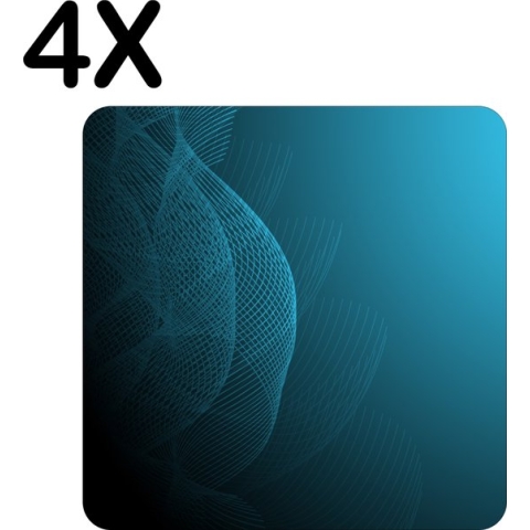 BWK Luxe Placemat - Blauwe Golvende Achtergrond - Set van 4 Placemats - 40x40 cm - 2 mm dik Vinyl - Anti Slip - Afneembaar