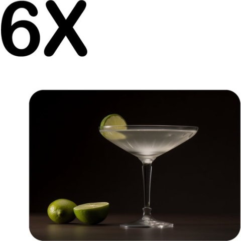 BWK Luxe Placemat - Citrus Cocktail in het Donker - Set van 6 Placemats - 40x30 cm - 2 mm dik Vinyl - Anti Slip - Afneembaar