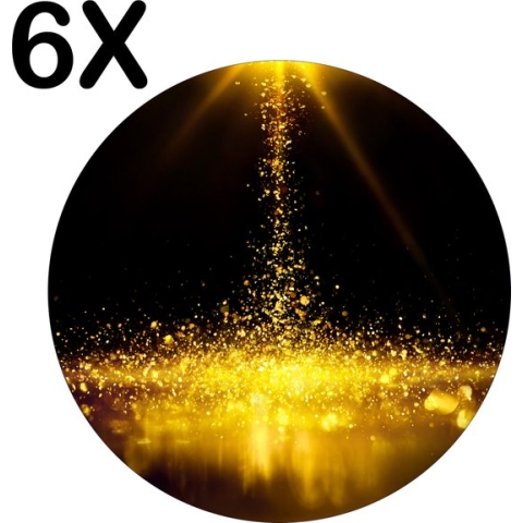 BWK Stevige Ronde Placemat - Gouden Glitter Regen - Set van 6 Placemats - 40x40 cm - 1 mm dik Polystyreen - Afneembaar