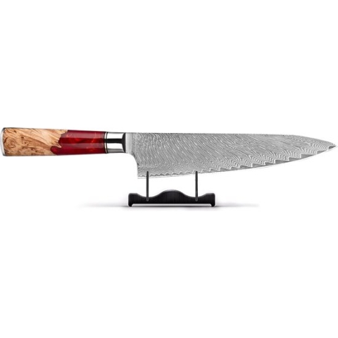 Shinrai Japan - Japans Koksmes 20 cm - Koksmes - Damascus Mes - Epoxy Ruby - Met Luxe Geschenkdoos