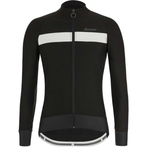 Santini Fietsshirt Lange Mouwen Heren Zwart Wit - Adapt Wool LS Jersey Black White - S
