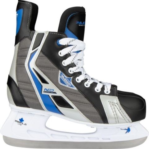 Nijdam IJshockeyschaats Polyester - Deluxe - Zwart/Blauw/Zilver - 39