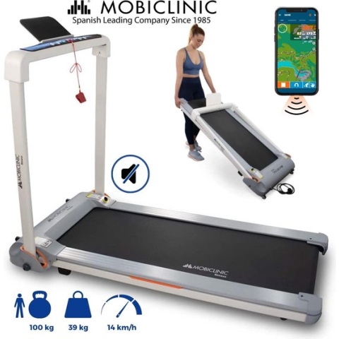 Mobiclinic Tibet Inklapbare Loopband - LED display - Tot 14km/u - APP training - Toestelhouder - 1100W - Max. gewicht 100 kg - Bluetooth - 20 snelheden - ZWIFT Video Training App - Noodstop