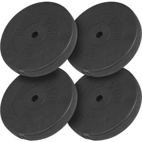 Gorilla Sports Halterschijven Set - Bundel 4 x 7,5 kg - Kunststof - 30 mm