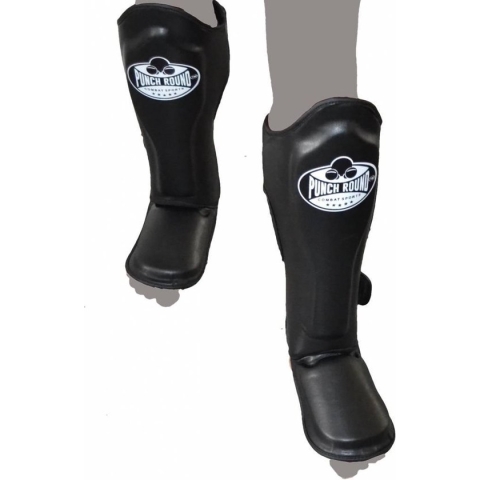 Punch Round Combat Sports Kickboks Scheenbeschermers Kids Zwart Kids - 8 Jaar