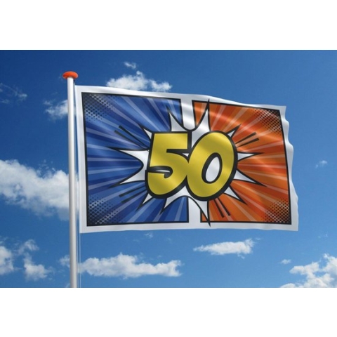 Verjaardagsvlag: '50' - 200x300 cm
