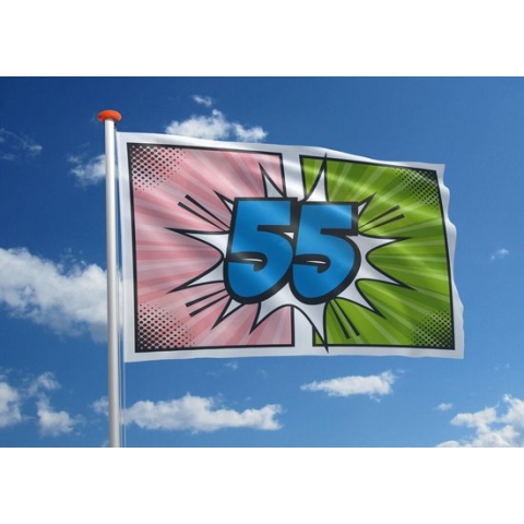 Verjaardagsvlag: '55' - 150x225 cm