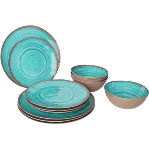 Bo-Camp Servies Halo - 12 delig melamine - Aqua