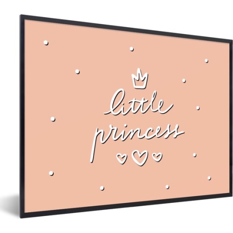 Fotolijst incl. Poster - Quotes - Little princess - Meisjes - Spreuken - Kids - Baby - Meiden - 80x60 cm - Posterlijst