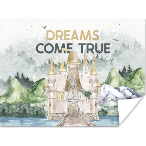 Poster Quotes - Dreams come true - Kinderen - Spreuken - Kids - Baby - 160x120 cm XXL - Poster Babykamer