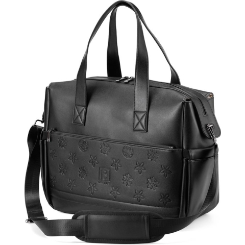Brisby Venezia Slijtvaste Luiertas - Schoudertas - Weekendtas - incl. Buggy & Kinderwagen Haken - PU Leer - Zwart