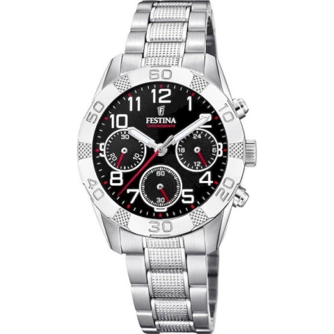Festina F20345/3 Junior Chronograaf - Polshorloge - Staal - Zilverkleurig - Ø 36mm
