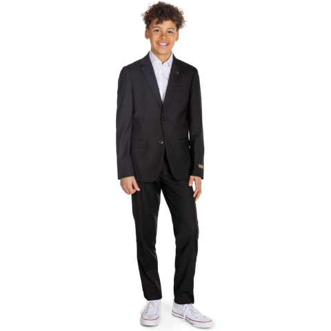 OppoSuits Daily Deep Black - Casual Tiener Pak - Voor Bruiloften, Schoolfeesten en Casual Chic - Inclusief Pantalon en Blazer - Zwart - Maat: EU 158/164 - 14 Jaar