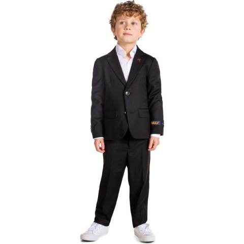 OppoSuits Daily Deep Black - Casual Jongens Pak - Voor Bruiloften, Schoolfeesten en Casual Chic - Inclusief Pantalon en Blazer - Zwart - Maat: EU 92/98 - 2 Jaar