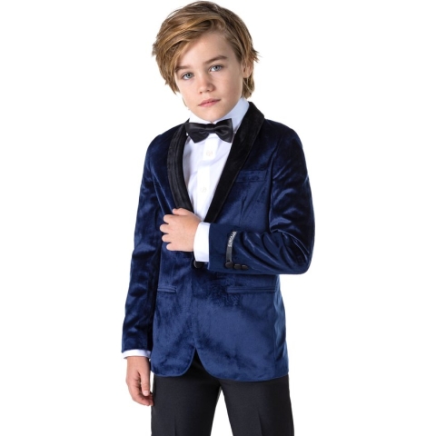 OppoSuits Deluxe Dinner Jacket - Deep Navy - Kids Blazer - Colbert - Blauw - Maat 4 Jaar
