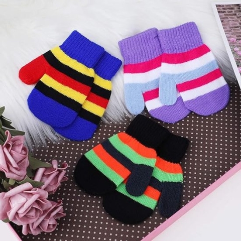 Peuterwanten Kids Winter Warm Gebreide Handschoenen Magic Stretch Kleurrijke Gestreepte Baby Wanten voor Jongens en Meisjes 1 2 3 4 Jaar Oud, 6 Paar, Meerkleurig, Eén maat
